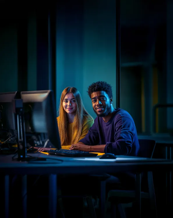 deux étudiants en cours informatique