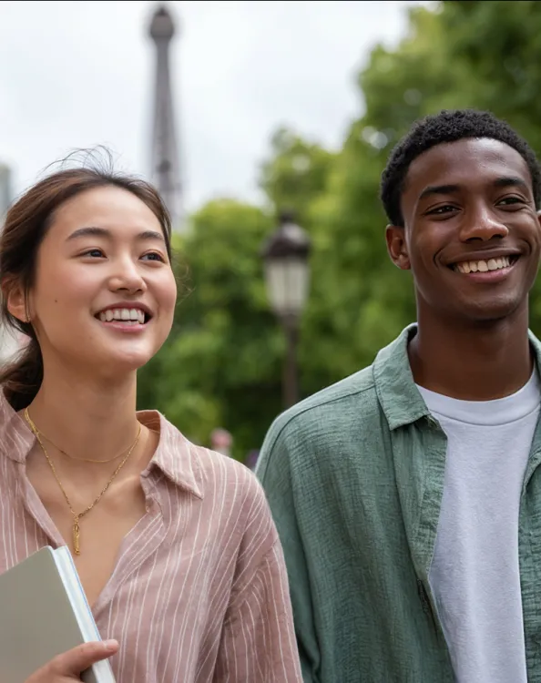 2 étudiants dans les rues de Paris