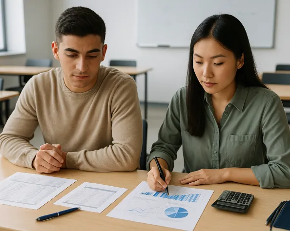 2 étudiants travaillant sur des graphiques 